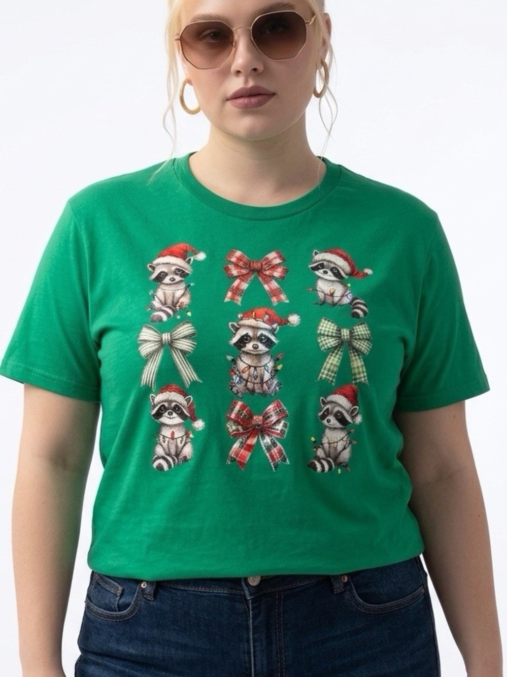 Holiday Raccoon Graphic Tee - Green